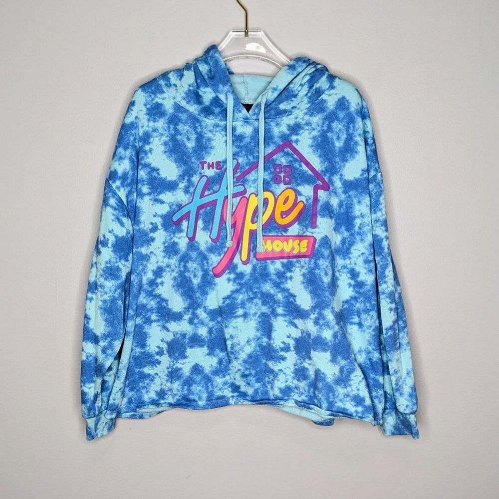 The Hype House Blue Tie Dyed Long Sleeve Graphic Print Hoodie Size 1X